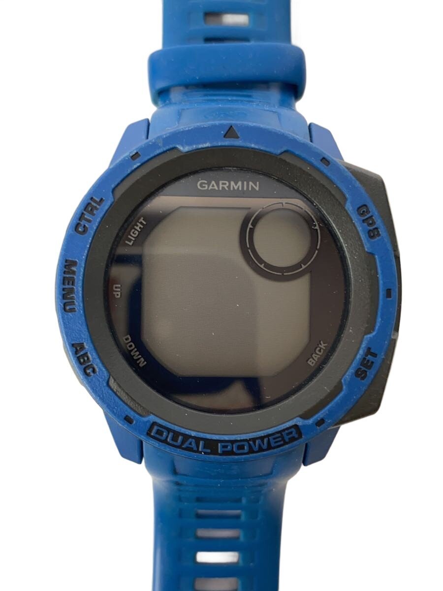 【中古】GARMIN◆腕時計/デジタル/--/BLK/BLU/INSTINCT DUAL POWER【服飾雑貨他】