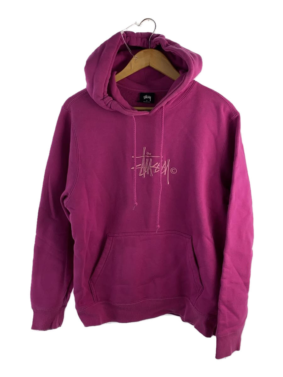 STUSSY◆パーカー/S/コットン/PNK/118325/裏起毛/BASIC COPYRIGHT APPLIQUE/HOOD