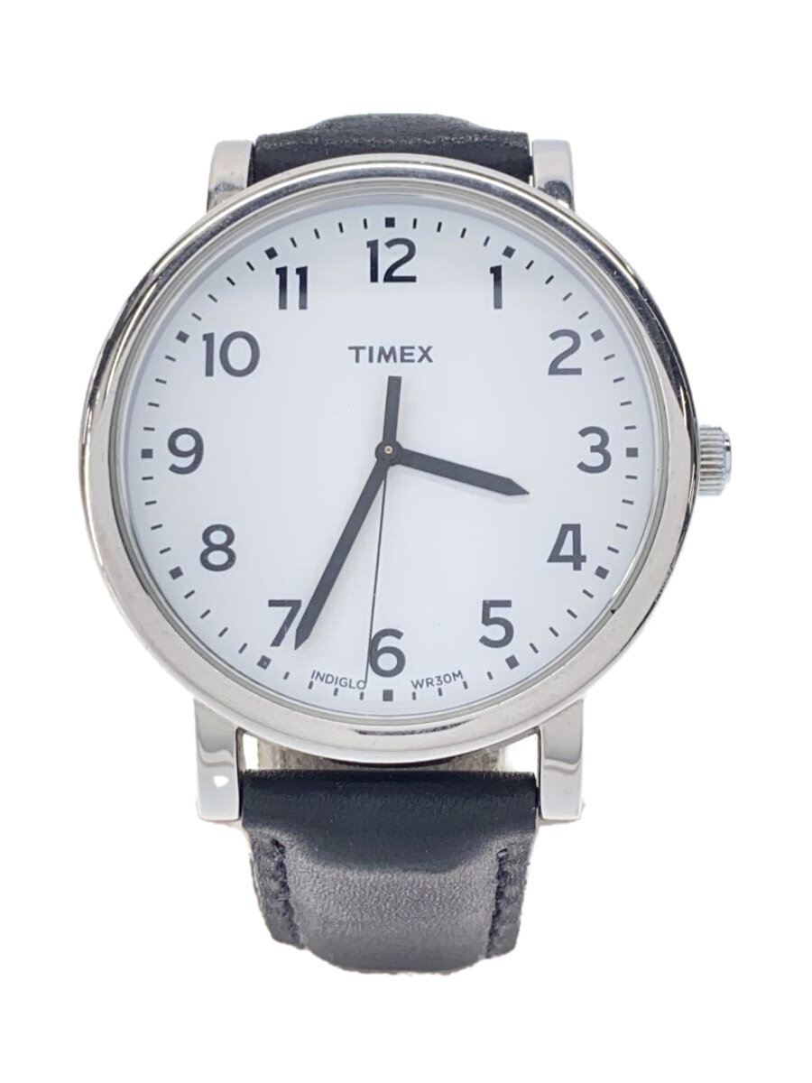 【中古】TIMEX◆クォーツ腕時計/アナログ/レザー/WHT/BLK/SS/T2N338【服飾雑貨他】
