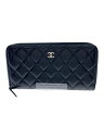 【中古】CHANEL◆長サイフ_マトラッセ_ラムスキン_ラウンド_ココマーク_BLK/羊革/BLK/レディース【服飾雑貨他】(4)