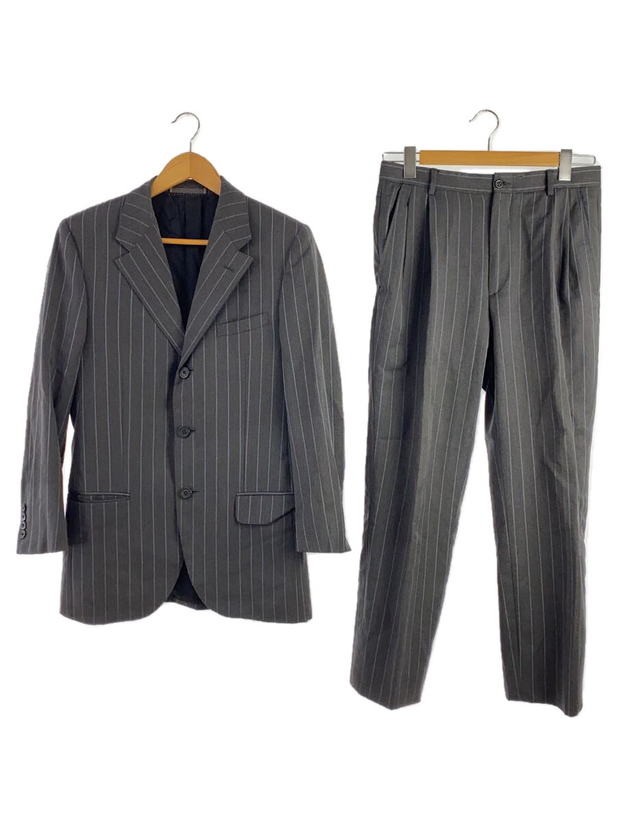 【中古】VERSACE◆スーツ/46/ウール/GRY/ストライプ【メンズウェア】
