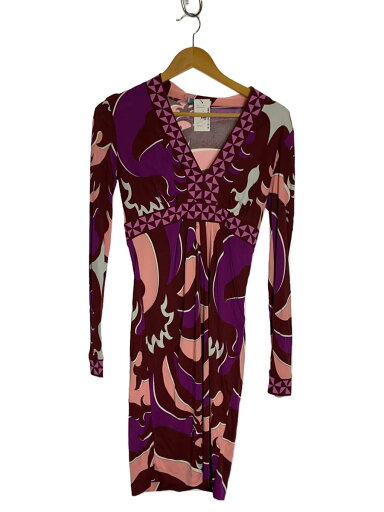 【中古】EMILIO PUCCI◆長袖ワンピース/36/レーヨン/BRD/総柄【レディースウェア】 【中古】EMILIO PUCCI◆長袖ワンピース/36/レーヨン/BRD/総柄【レディースウェア】