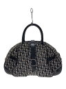 【中古】Christian Dior◆トロッター ダブルサドルバッグ/汚れ有/ハンドバッグ/キャンバス/BLK【バッグ】
