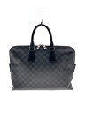 【中古】LOUIS VUITTON◆ポルト・ドキュマン・ジュール_ダミエ・グラフィット_BLK/PVC/BLK【バッグ】