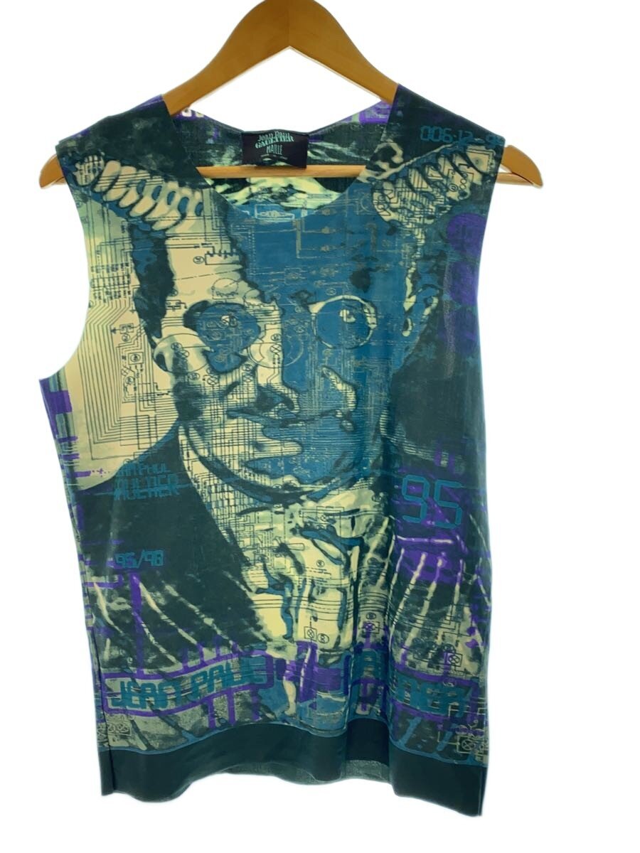 【中古】Jean Paul Gaultier◆タンクトップ/--/ナイロン/BLU/総柄【メンズウェア】