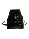 【中古】MOSCHINO◆エナメル/バックパック/デイバック/リュック/PVC/BLK/ハートチャーム【バッグ】
