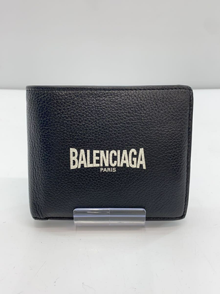 【中古】BALENCIAGA◆2つ折り財布/レザー/BLK/メンズ/594315・1090・S・203437【服飾雑貨他】