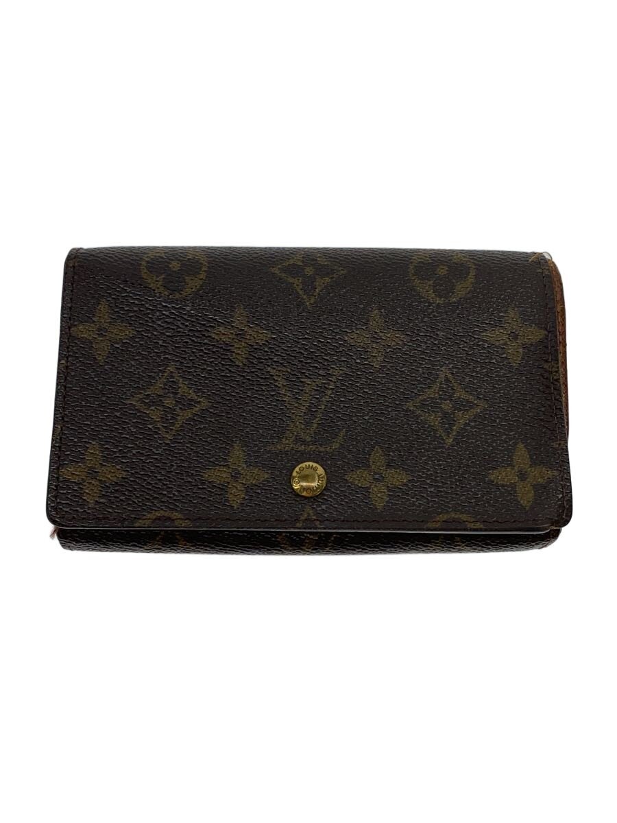 【中古】LOUIS VUITTON◆2)ポルト・フォイユ・トレゾール_モノグラム・キャンバス/PVC/BRW/メンズ【服飾雑貨他】
