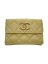 【中古】CHANEL◆3つ折り財布/--/BEG/レディース/AP3338【服飾雑貨他】