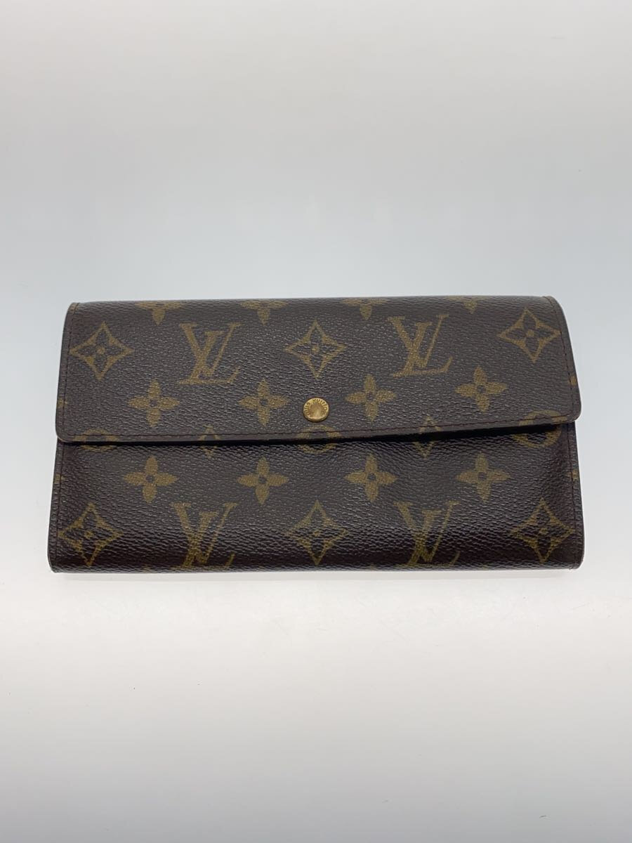 【中古】LOUIS VUITTON◆1)ポルト・フォイユ・サラ_モノグラム・キャンバス_BRW/PVC/BRW/総柄/レディース【服飾雑貨他】