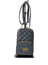 【中古】ANNA SUI◆スマホポーチ/ショルダーバッグ/フェイクレザー/BLK/キルティング【バッグ】
