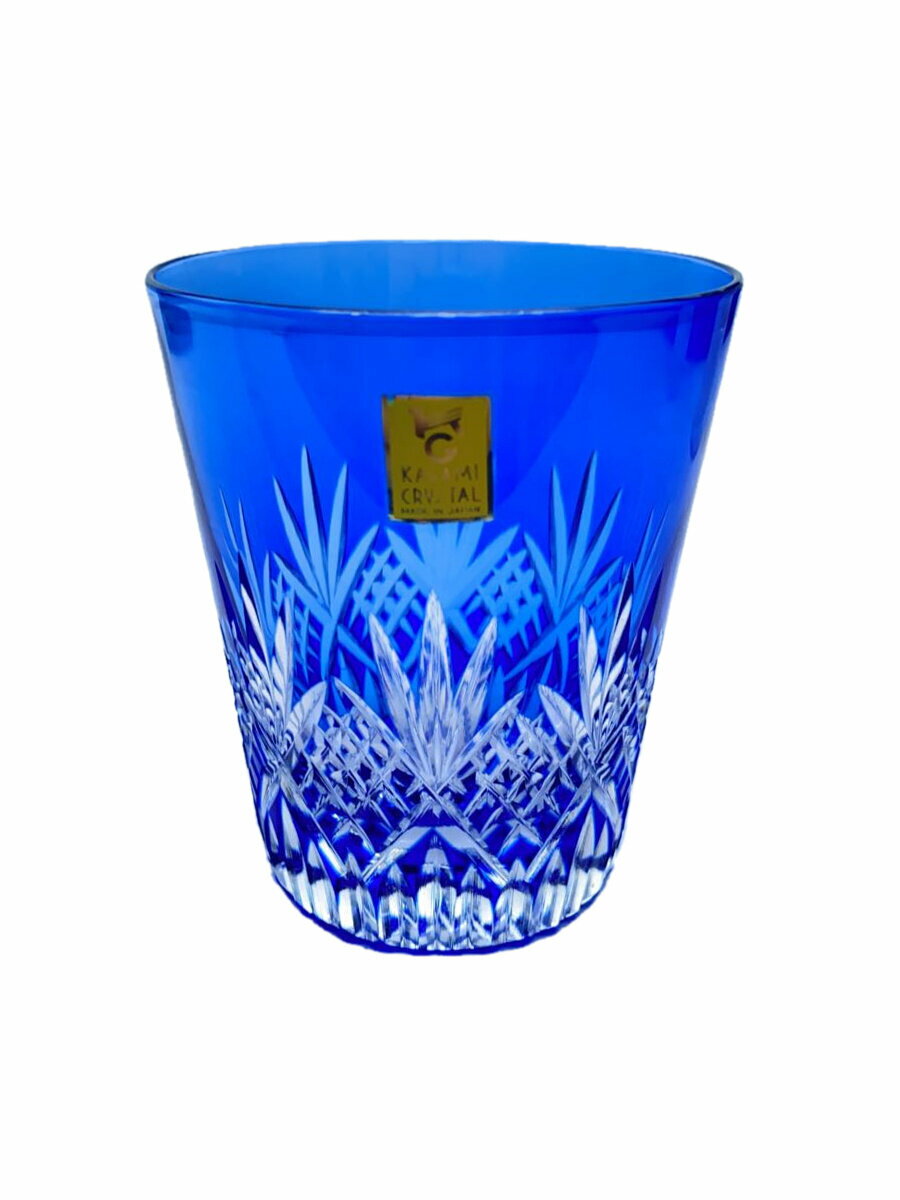【中古】KAGAMI CRYSTAL◆グラス/切子/ブルー【キッチン用品】