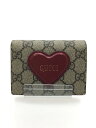 【中古】GUCCI◆ハートモチーフ付カードケースウォレット/BRW/レディース/648848【服飾雑貨他】