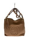 【中古】GUCCI◆ショルダーバッグ_ソーホー_インターロッキングG/レザー/BEG【バッグ】