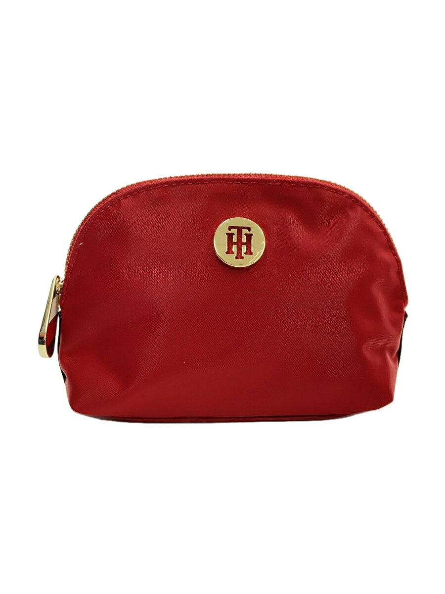 【中古】TOMMY HILFIGER◆ポーチ/ナイロン/RED【バッグ】