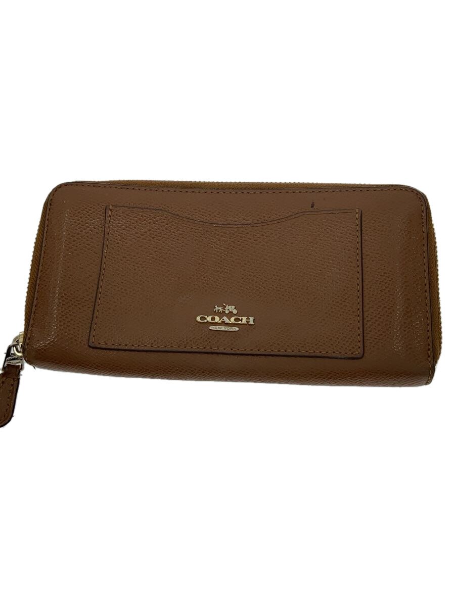 【中古】COACH◆長財布/レザー/BRW/無地/レディース【服飾雑貨他】