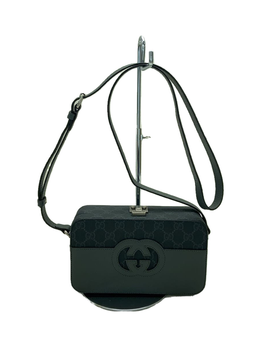 GUCCI - 【中古】GUCCI◆カットアウトインターロッキングG/ショルダーバッグ/レザー/GRY/総柄/725341//【バッグ】