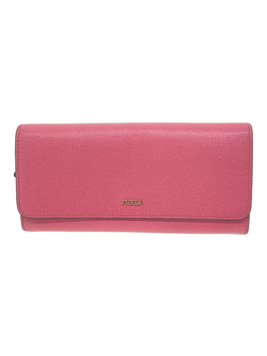 【中古】FURLA◆長財布/レザー/PNK/レ