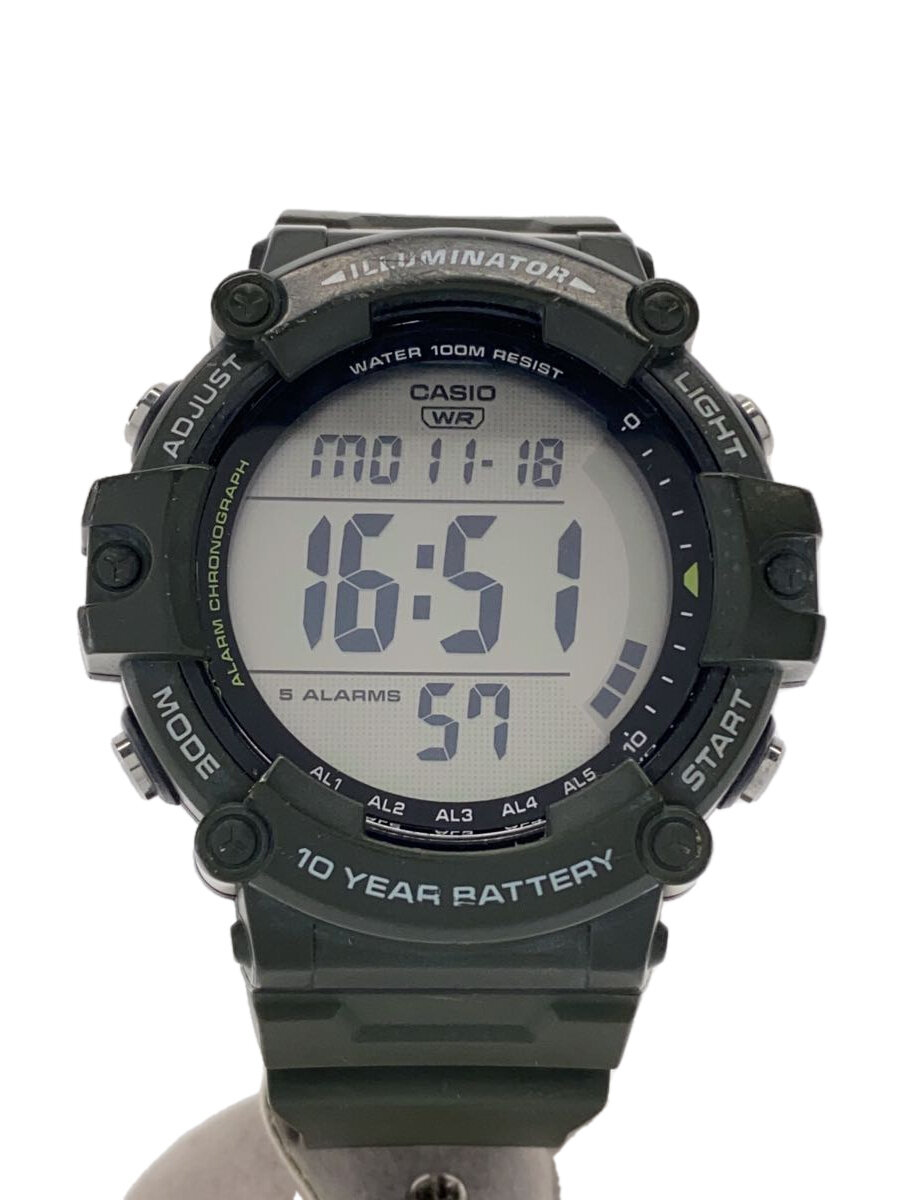 【中古】CASIO◆クォーツ腕時計_その他/アナログ/ラバー/カーキ//【服飾雑貨他】