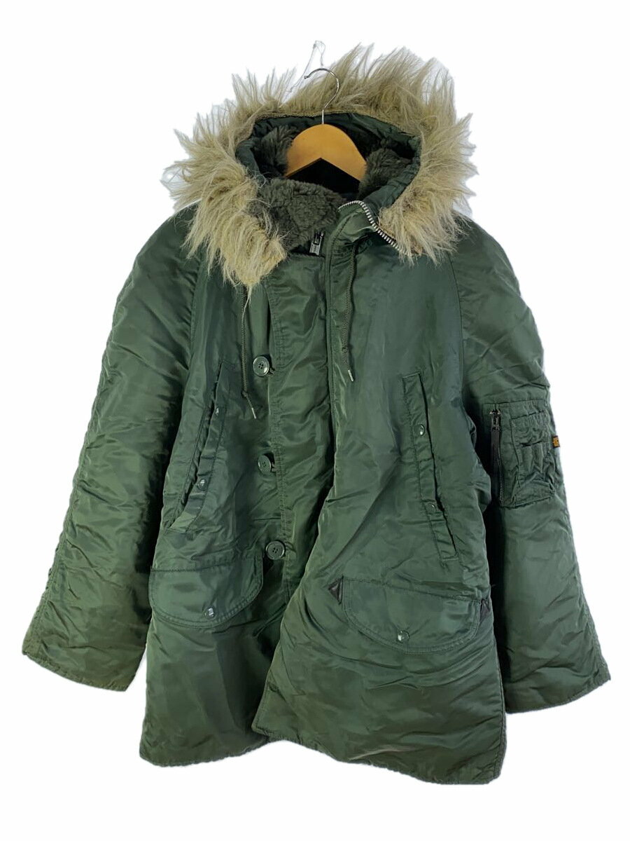 【中古】ALPHA INDUSTRIES◆フライトジャケット/M/--/カーキ/無地/1615-573-8335【メンズウェア】