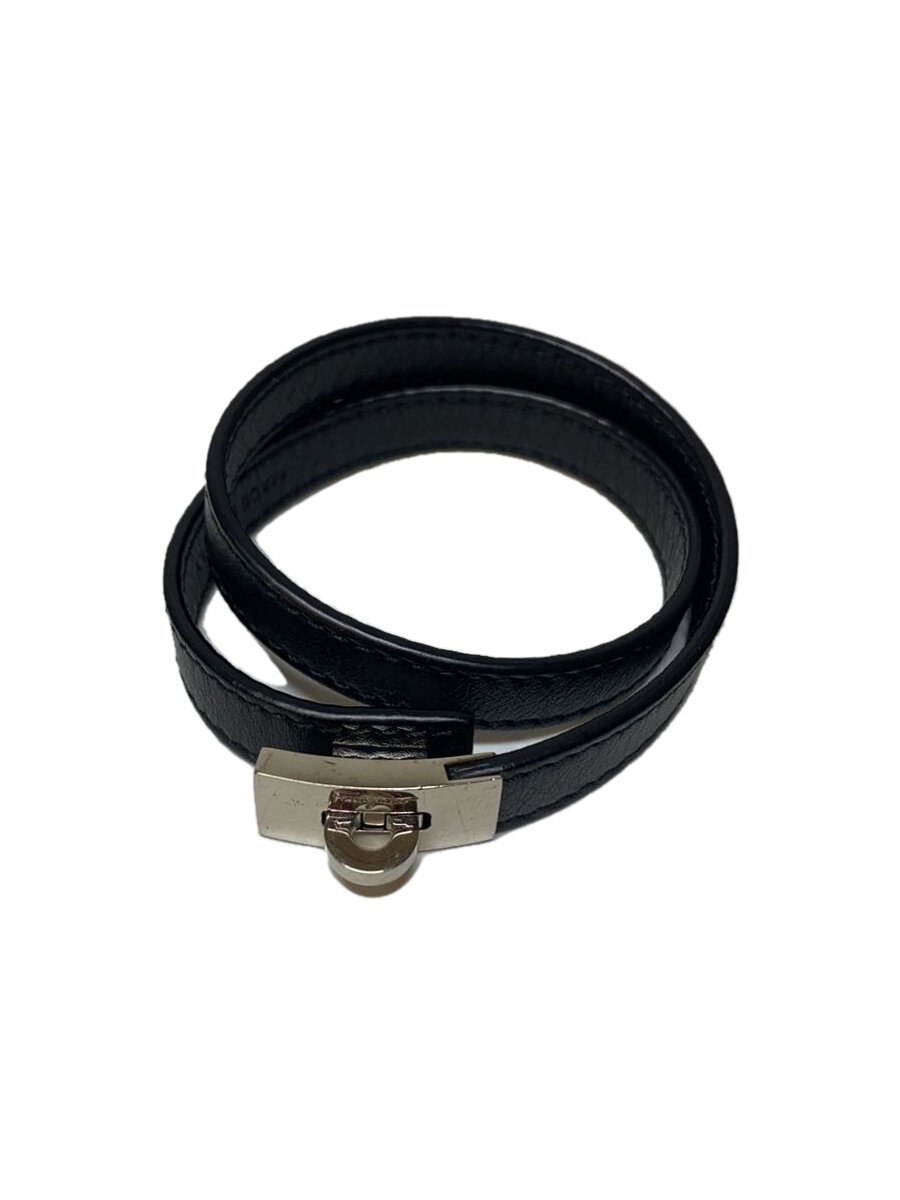 【中古】Salvatore Ferragamo◆ブレスレット/レザー/BLK/レディース//【服飾雑貨他】