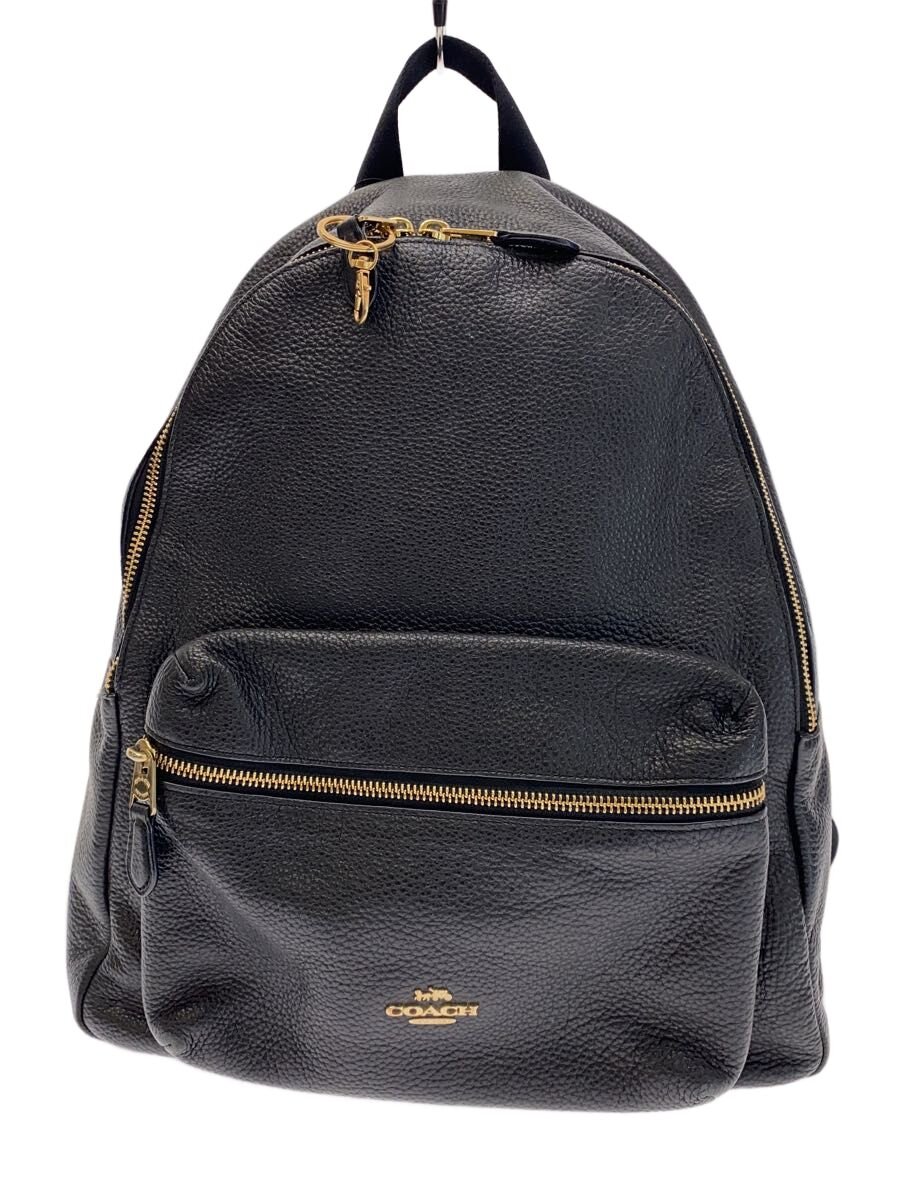 【中古】COACH◆リュックサック_ブラック/レザー/ブラック【バッグ】