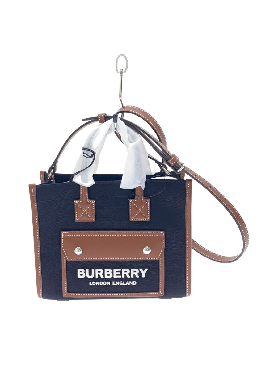 【中古】BURBERRY◆ショルダーバッグ/キャンバス/BLK【バッグ】