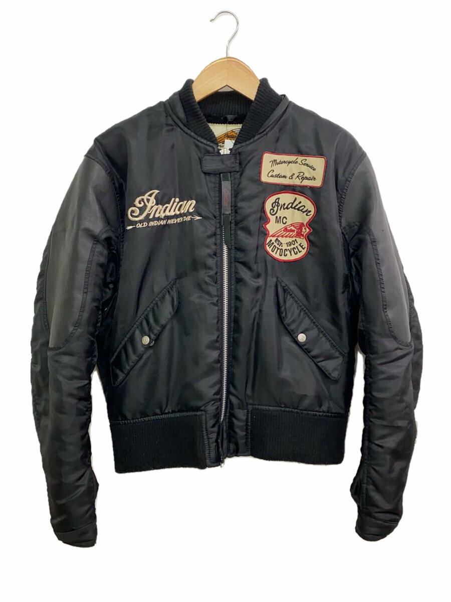 【中古】Indian Motorcycle◆フライトジャケット/L/ナイロン/BLK/OIM-024【メンズウェア】