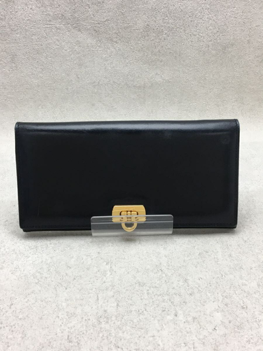 【中古】Salvatore Ferragamo◆長財布/ネイビー/無地/レディース【服飾雑貨他】