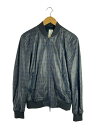 【中古】EMPORIO ARMANI◆レザージャケット・ブルゾン/1/羊革/NVY/総柄/51B54P 51P54【メンズウェア】(4)