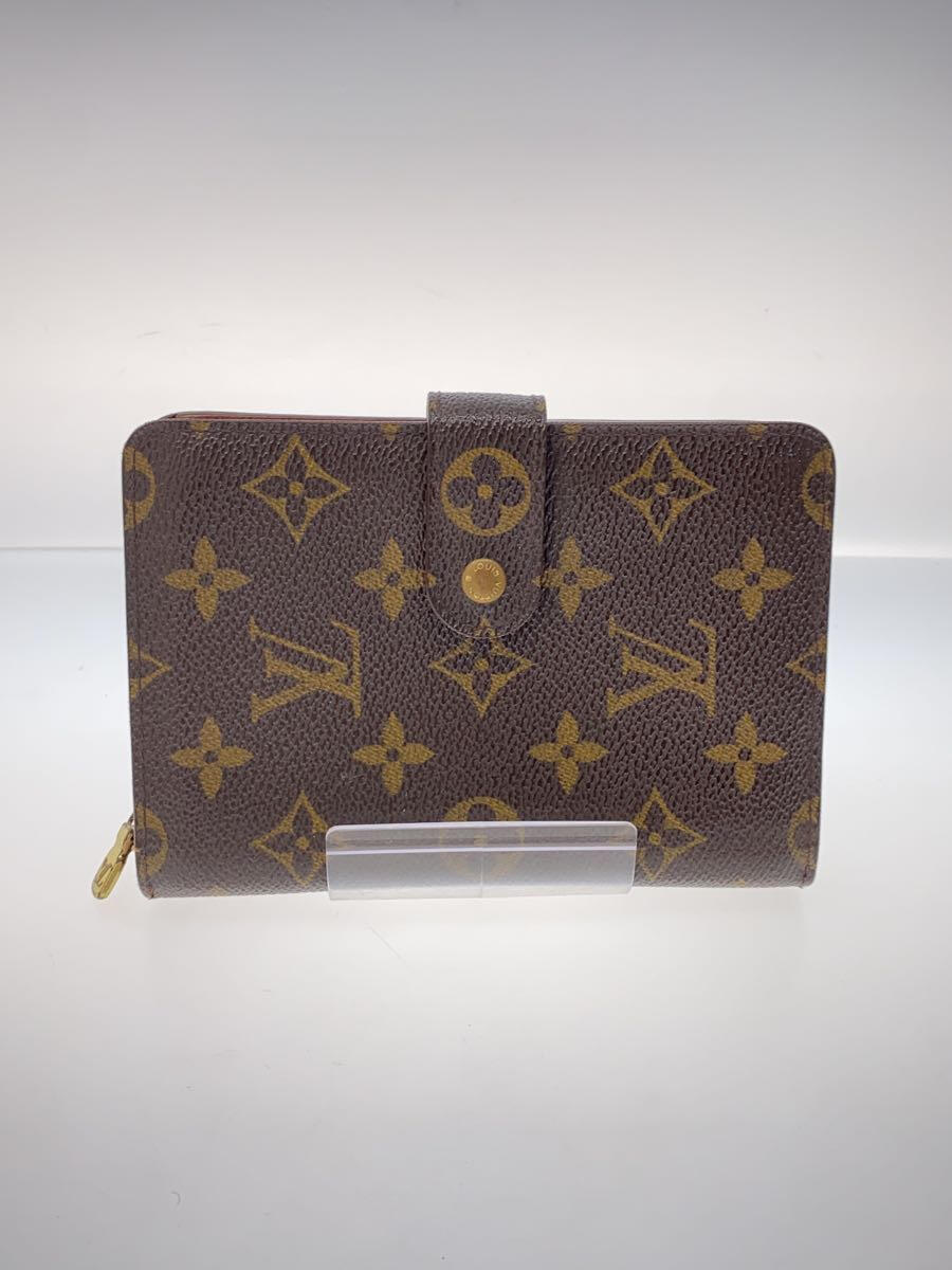 【中古】LOUIS VUITTON◆ポルト・パピエ・ジップ_モノグラム・キャンバス_BRW/PVC/BRW/レディース【服飾雑貨他】