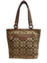 【中古】COACH◆ランチトート_ペネロピ_シグネチャー_ブラウンレザー/キャンバス/BEG【バッグ】