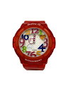 【中古】CASIO◆クォーツ腕時計・Baby-G/デジアナ/RED【服飾雑貨他】