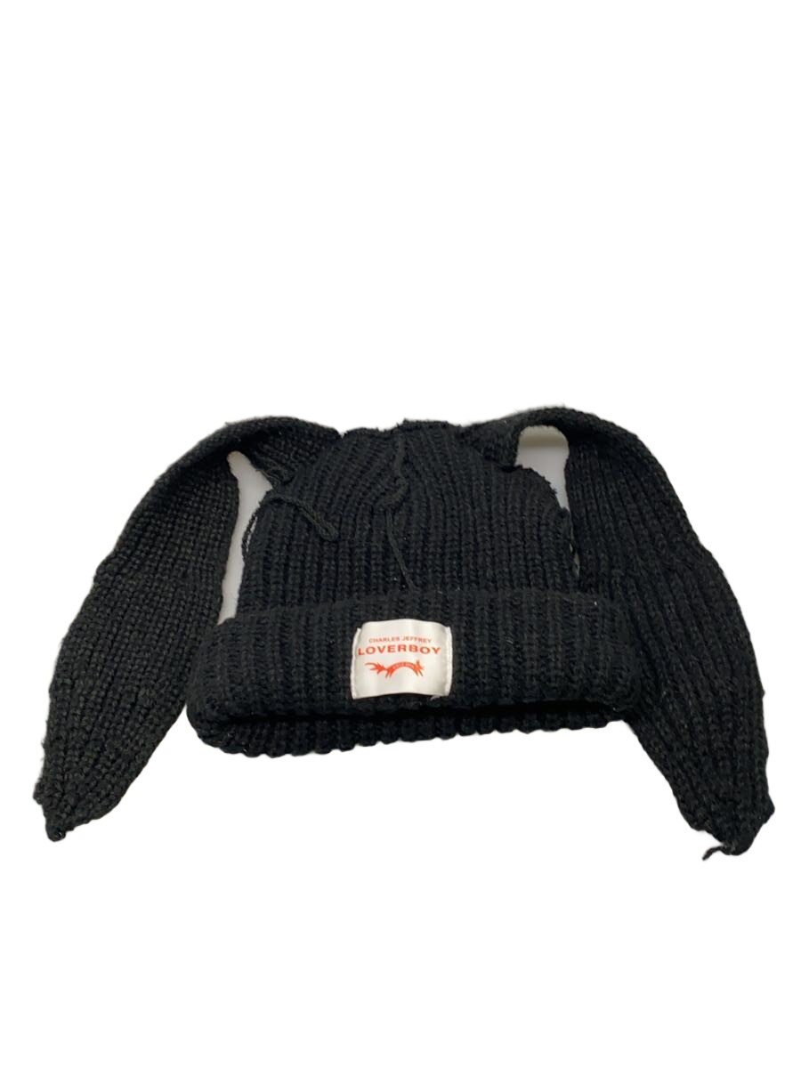 【中古】CHARLES JEFFREY LOVERBOY◆ニットキャップ/FREE/アクリル/BLK/無地/メンズ...
