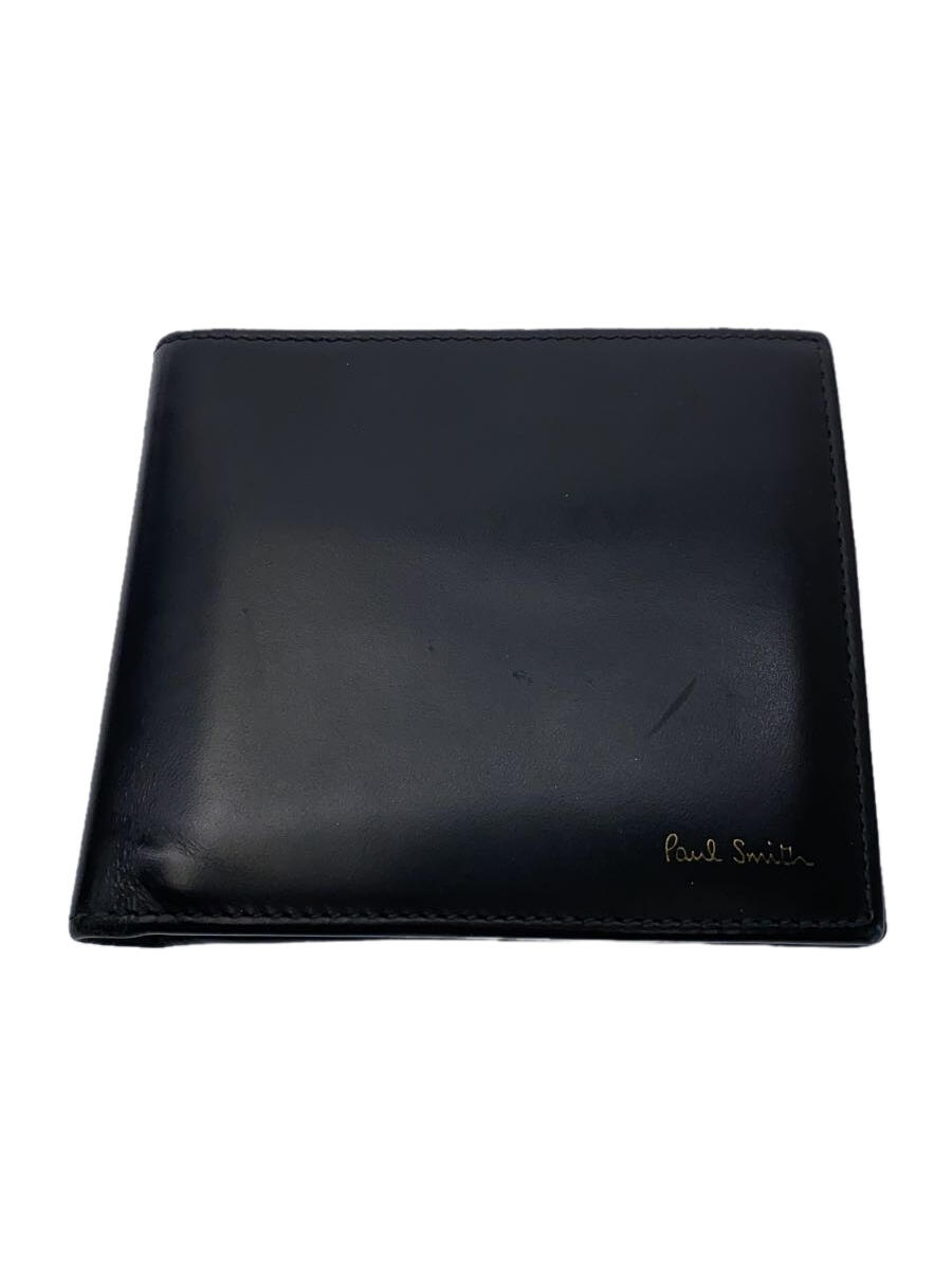 【中古】Paul Smith◆2つ折り財布/レザー/ブラック/無