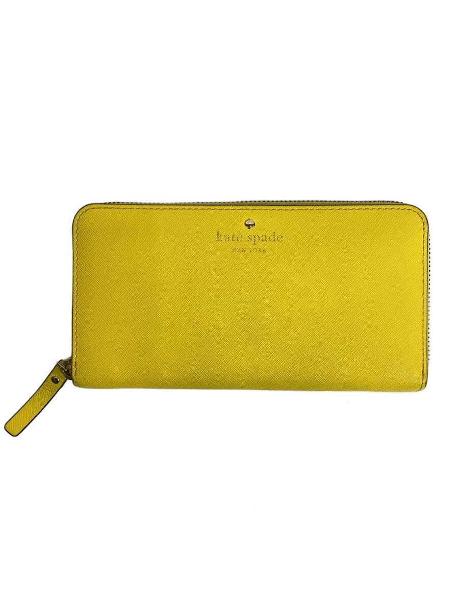 【中古】kate spade new york◆長財布/レザー/イエロー/ロングウォレット/ラウンド...