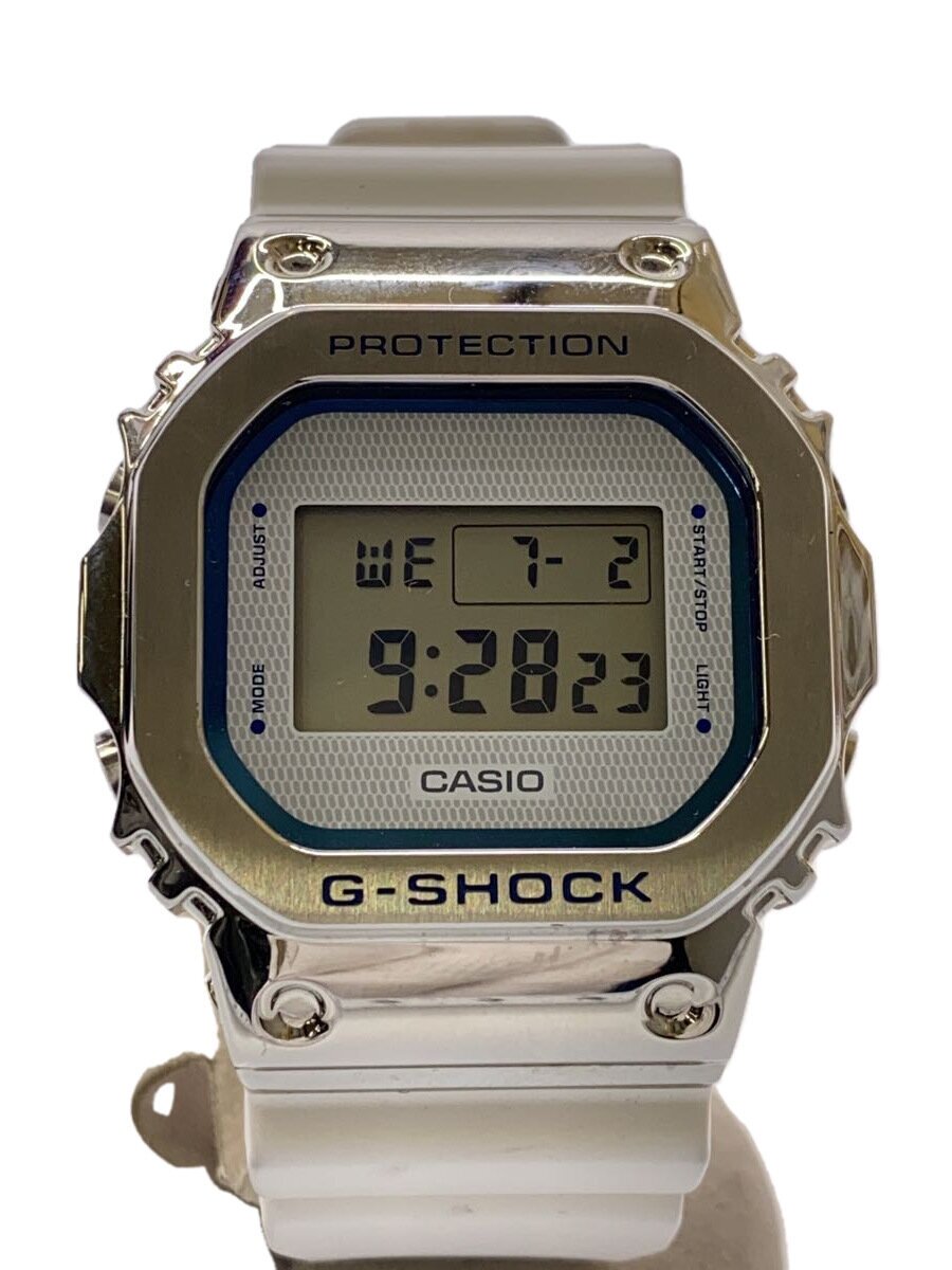 【中古】CASIO◆クォーツ腕時計/デジタル/ラバー/SLV/WHT/GM-5600LC【服飾雑貨他】