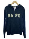【中古】A BATHING APE◆ジップパーカー/L/ダブルジップ/ウール/GRY/カモフラ切替/001KNB801001X【メンズウェア】
