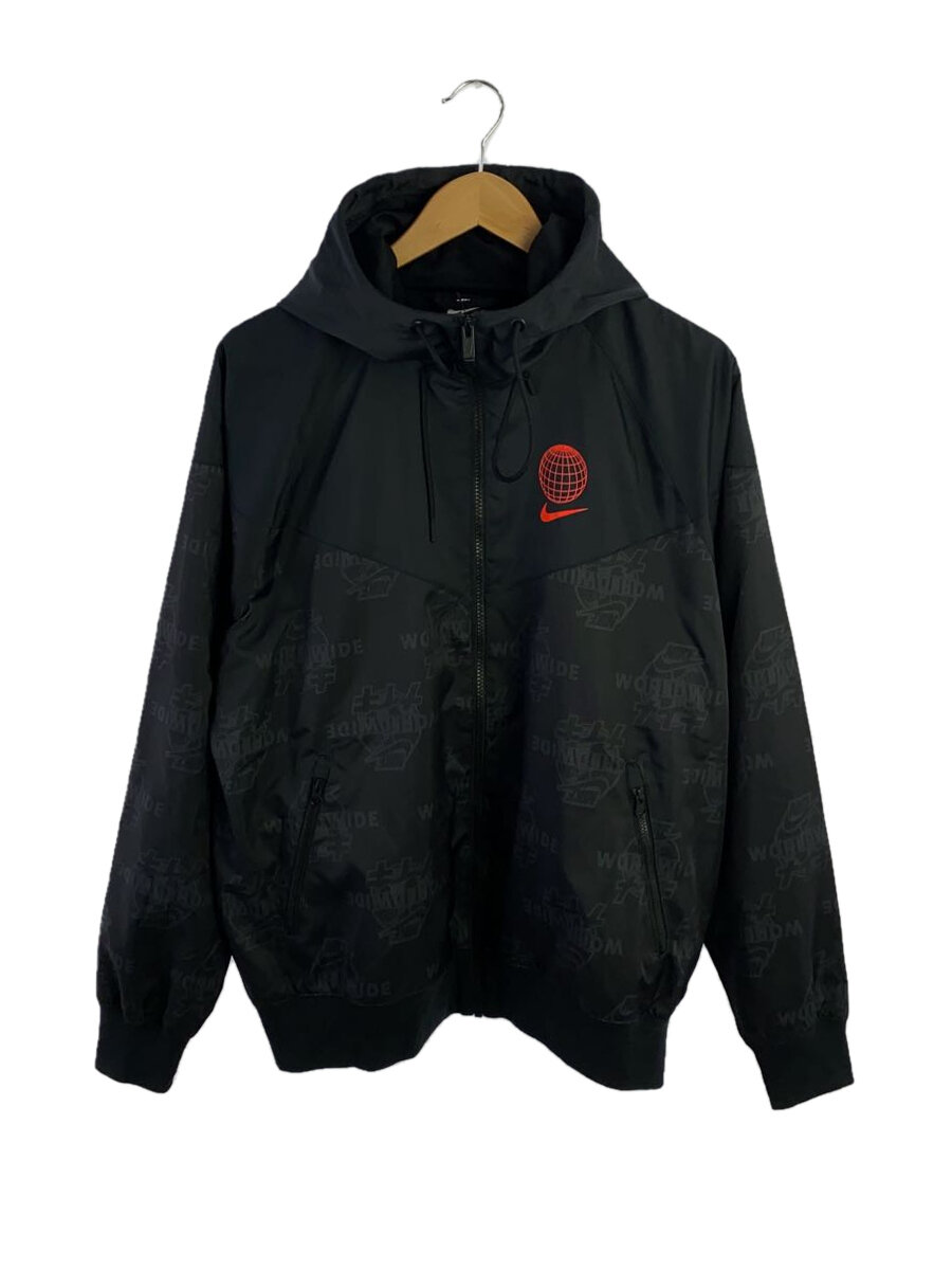 【中古】NIKE◆ナイロンジャケット/L/ナイロン/BLK/総柄【メンズウェア】