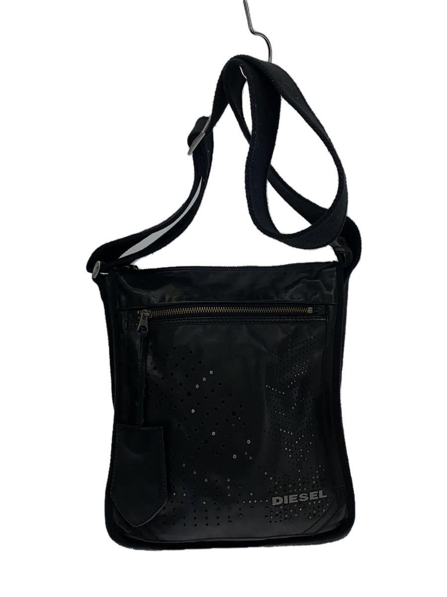 【中古】DIESEL◆ショルダーバッグ/レザー/BLK/無地/パンチングレザー【バッグ】