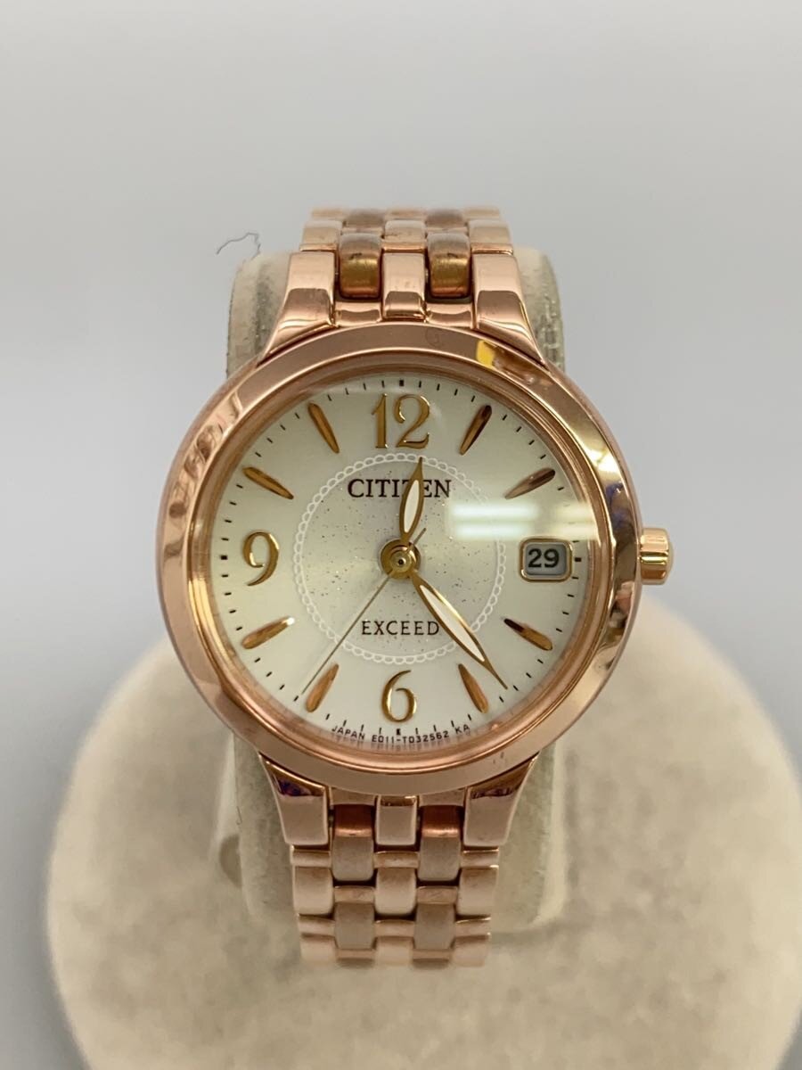 【中古】CITIZEN◆ソーラー腕時計/アナログ/ステンレス/WHT/GLD【服飾雑貨他】