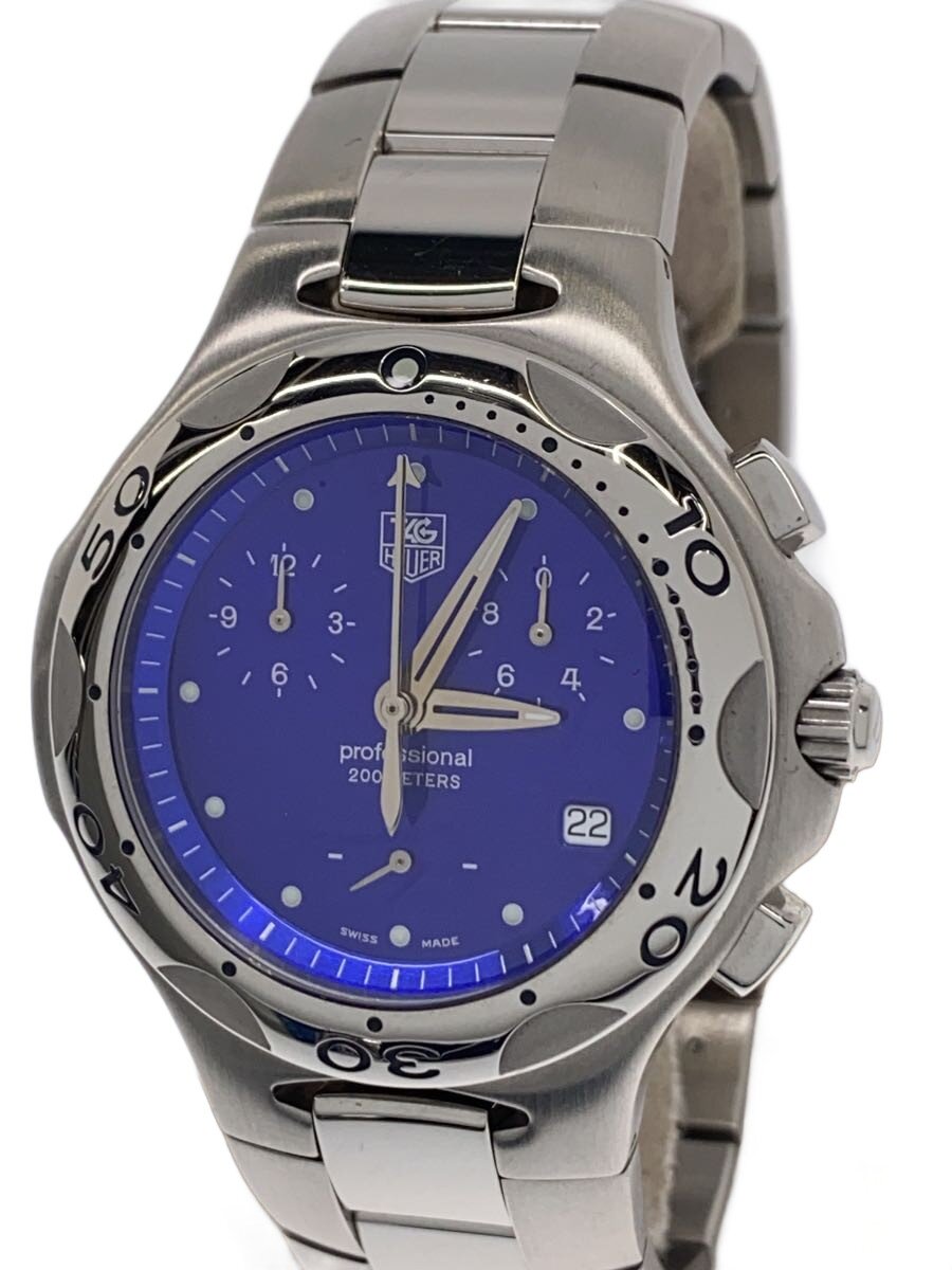 【中古】TAGHeuer◆クォーツ腕時計/アナログ/ステンレス/BLU/SLV/SS/CL1112/キリウム デイト クロノグラフ【服飾雑貨他】