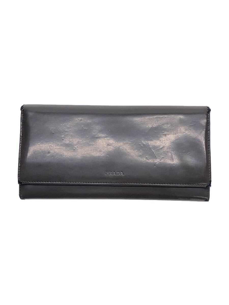 【中古】PRADA◆長財布/--/KHK/無地/レディース【服飾雑貨他】