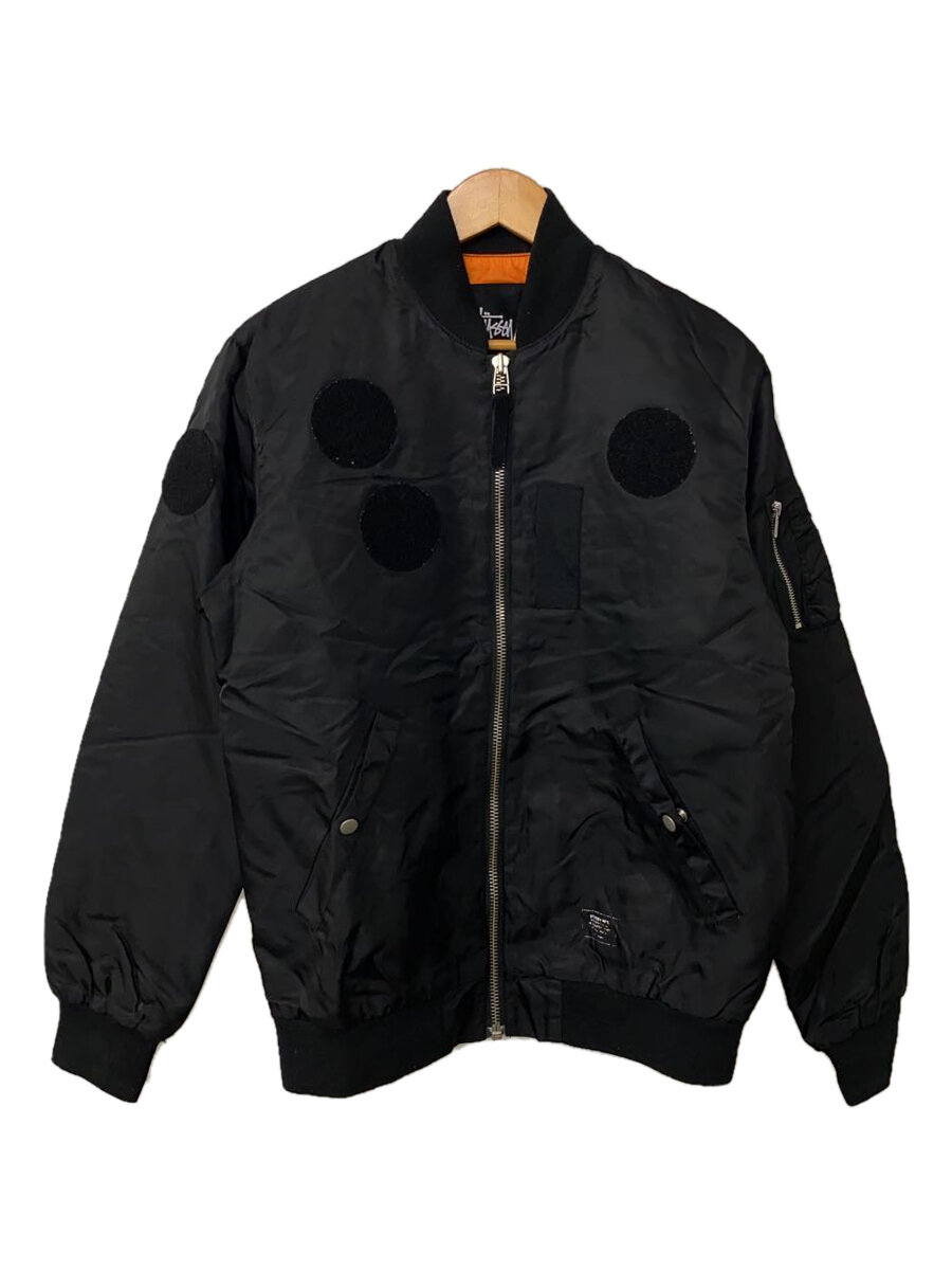 【中古】STUSSY◆フライトジャケット/S/ナイロン/BLK【メンズウェア】