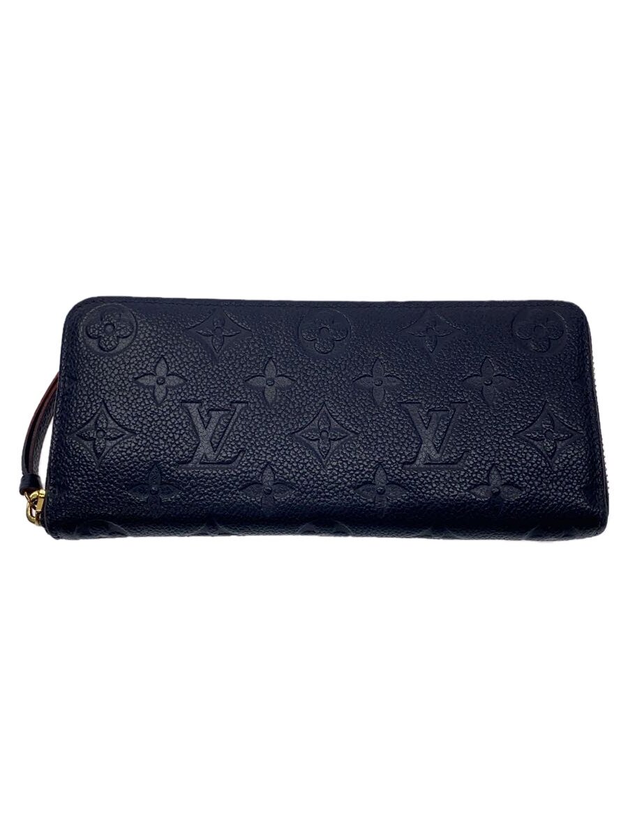 【中古】LOUIS VUITTON◆ポルト・フォイユ・クレマンス_モノグラム・アンプラント_BLK/レザー/BLK/レディース【服飾雑貨他】