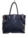 【中古】BARCOS◆バッグ/レザー/NVY/総柄【バッグ】
