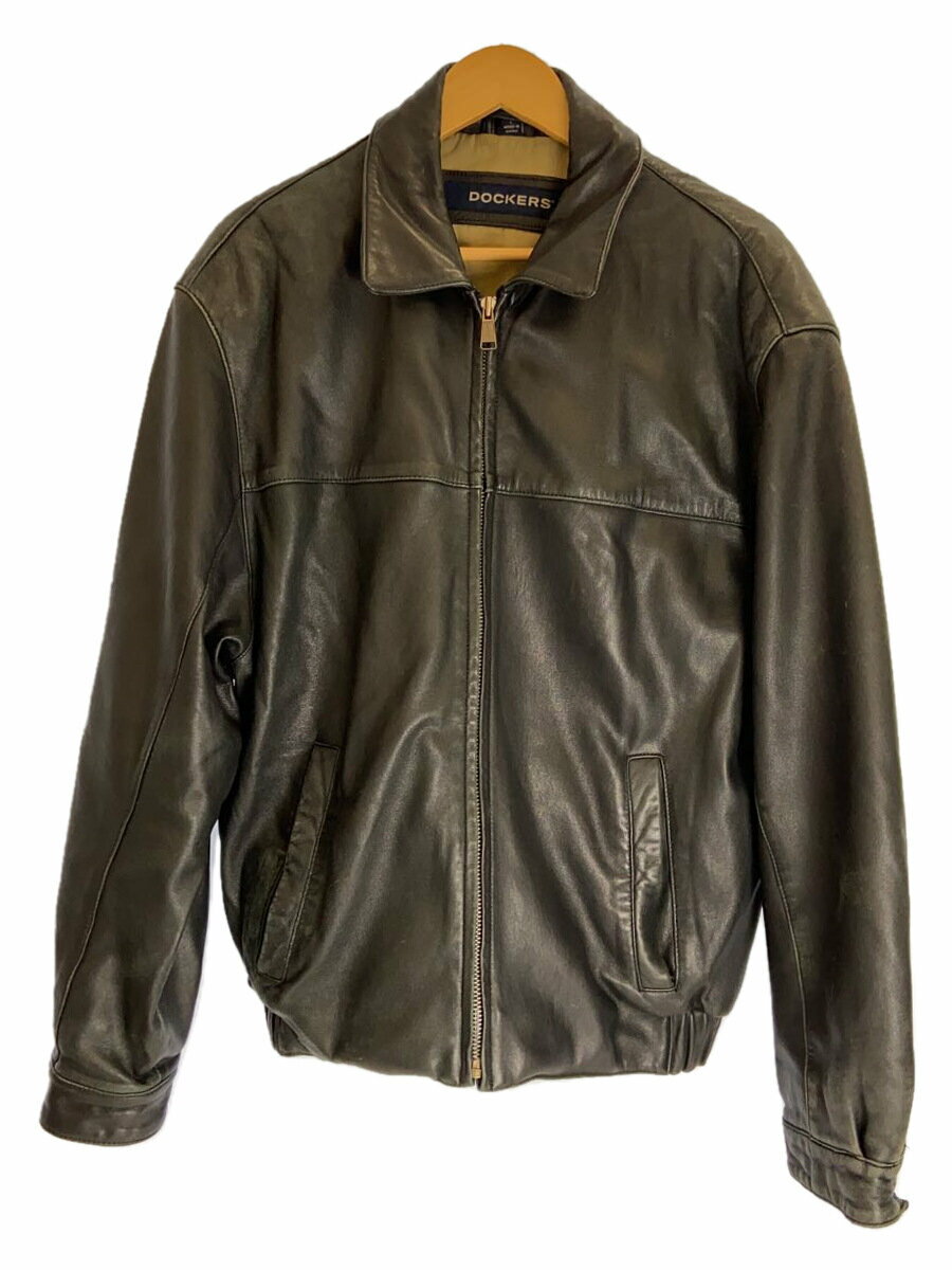 【中古】DOCKERS◆レザージャケット・ブルゾン/L/羊革/BLK//【メンズウェア】