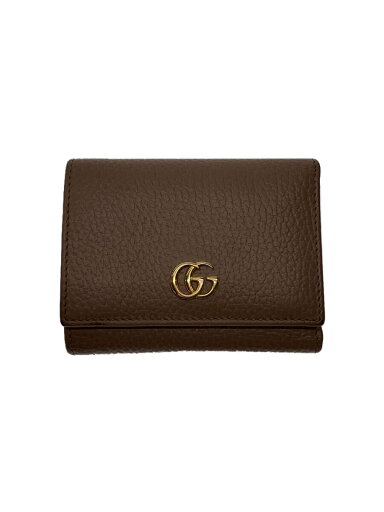 【中古】GUCCI◆3つ折り財布_GGマーモント/レザー/BEG/無地/レディース【服飾雑貨他】 【中古】GUCCI◆3つ折り財布_GGマーモント/レザー/BEG/無地/レディース【服飾雑貨他】