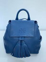 【中古】TORY BURCH◆タッセル/レザールリュック/リュック/レザー/BLU/無地/10000689【バッグ】