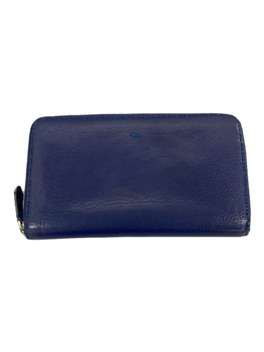 【中古】FENDI◆長財布/レザー/BLU/無地/メンズ【服飾雑貨他】